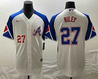 Mens Atlanta Braves #27 Austin Riley Number White 2023 City Connect Cool Base Stitched Jersey->atlanta braves->MLB Jersey